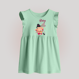 Cute Ganesha Baby Frock | Personalized Baby Frock for Ganesha Celebration - MINT GREEN - 0 - 3 Months Old (Chest 17")