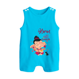 Cute Ganesha Romper Suit / Sleeveless Romper | Personalized Baby Romper Suit / Sleeveless Romper for Ganesha Celebration - SKY BLUE - 0 - 5 Months Old (Chest 18")