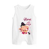 Cute Ganesha Romper Suit / Sleeveless Romper | Personalized Baby Romper Suit / Sleeveless Romper for Ganesha Celebration - WHITE - 0 - 5 Months Old (Chest 18")