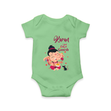 Cute Ganesha Romper | Personalized Baby Romper for Ganesha Celebration - GREEN - New Born (Chest 14")