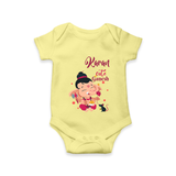 Cute Ganesha Romper | Personalized Baby Romper for Ganesha Celebration - PASTEL YELLOW - New Born (Chest 14")