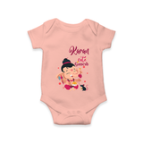 Cute Ganesha Romper | Personalized Baby Romper for Ganesha Celebration - PEACH - New Born (Chest 14")