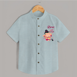 Cute Ganesha Shirt | Personalized Baby Shirt for Ganesha Celebration - ARCTIC BLUE - 0 - 6 Months Old (Chest 23")