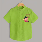 Cute Ganesha Shirt | Personalized Baby Shirt for Ganesha Celebration - LIME GREEN - 0 - 6 Months Old (Chest 23")