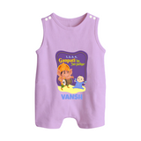 Ganpati Ka Jai-Jaikar Romper Suit / Sleeveless Romper | Custom Baby Romper Suit / Sleeveless Romper for Ganesha Festival - LILAC - 0 - 5 Months Old (Chest 18")