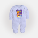 Ganpati Ka Jai-Jaikar Sleep Suit / Full Sleeve Body Suit | Custom Baby Sleep Suit / Full Sleeve Body Suit for Ganesha Festival - BABY BLUE - New Born (Chest 7.5")