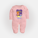 Ganpati Ka Jai-Jaikar Sleep Suit / Full Sleeve Body Suit | Custom Baby Sleep Suit / Full Sleeve Body Suit for Ganesha Festival - BABY PINK - New Born (Chest 7.5")