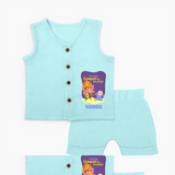 Ganpati Ka Jai-Jaikar Jabla Set | Custom Baby Jabla Set for Ganesha Festival - BABY BLUE - 0 - 3 Months Old (Chest 9.8")