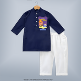Ganpati Ka Jai-Jaikar Kurta Set | Custom Baby Kurta Set for Ganesha Festival - NAVY BLUE - 3 - 6 Months Old (Chest 24", Kurta Length 14'', Waist 19", Pant Length 14")