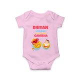 Chilling with My Friend Ganesha Romper | Personalized Baby Romper for Ganesha Celebration - BABY PINK - New Born (Chest 14")