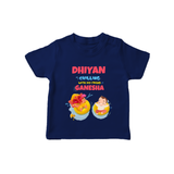 Chilling with My Friend Ganesha T-Shirt | Personalized Baby T-Shirt for Ganesha Celebration - NAVY BLUE - 0-5 Months Old (Chest 17")