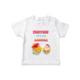 Chilling with My Friend Ganesha T-Shirt | Personalized Baby T-Shirt for Ganesha Celebration - WHITE - 0-5 Months Old (Chest 17")