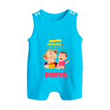 Modaks & Laddoos Romper Suit / Sleeveless Romper | Custom Baby Romper Suit / Sleeveless Romper for Ganesha Celebration - SKY BLUE - 0 - 5 Months Old (Chest 18")