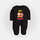 Modaks & Laddoos Sleep Suit / Full Sleeve Body Suit | Custom Baby Sleep Suit / Full Sleeve Body Suit for Ganesha Celebration - BLACK - New Born (Chest 7.5")