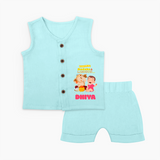 Modaks & Laddoos Jabla Set | Custom Baby Jabla Set for Ganesha Celebration - BABY BLUE - 0 - 3 Months Old (Chest 9.8")