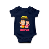Modaks & Laddoos Romper | Custom Baby Romper for Ganesha Celebration - NAVY BLUE - New Born (Chest 14")