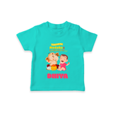 Modaks & Laddoos T-Shirt | Custom Baby T-Shirt for Ganesha Celebration - TEAL - 0-5 Months Old (Chest 17")
