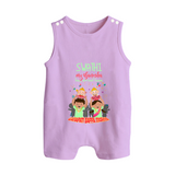 My Ganesha Has Arrived Home Romper Suit / Sleeveless Romper | Personalized Baby Romper Suit / Sleeveless Romper for Ganesha Devotees - LILAC - 0 - 5 Months Old (Chest 18")