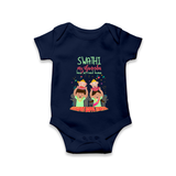 My Ganesha Has Arrived Home Romper | Personalized Baby Romper for Ganesha Devotees - NAVY BLUE - New Born (Chest 14")