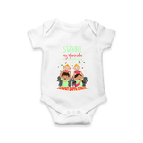 My Ganesha Has Arrived Home Romper | Personalized Baby Romper for Ganesha Devotees - WHITE - New Born (Chest 14")