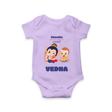 My Parents in Mischief Romper | Custom Baby Romper for Ganesha Celebration - LILAC - New Born (Chest 14")
