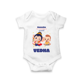 My Parents in Mischief Romper | Custom Baby Romper for Ganesha Celebration - WHITE - New Born (Chest 14")