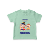 My Parents in Mischief T-Shirt | Custom Baby T-Shirt for Ganesha Celebration - MINT GREEN - 0-5 Months Old (Chest 17")