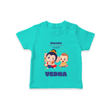 My Parents in Mischief T-Shirt | Custom Baby T-Shirt for Ganesha Celebration - TEAL - 0-5 Months Old (Chest 17")
