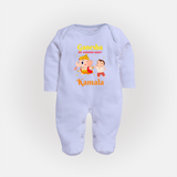 Ganesha My Guiding Light Sleep Suit / Full Sleeve Body Suit | Personalized Baby Sleep Suit / Full Sleeve Body Suit for Ganesha Devotees - BABY BLUE - New Born (Chest 7.5")