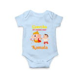 Ganesha My Guiding Light Romper | Personalized Baby Romper for Ganesha Devotees - BABY BLUE - New Born (Chest 14")