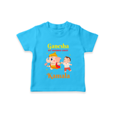 Ganesha My Guiding Light T-Shirt | Personalized Baby T-Shirt for Ganesha Devotees - SKY BLUE - 0-5 Months Old (Chest 17")
