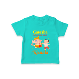 Ganesha My Guiding Light T-Shirt | Personalized Baby T-Shirt for Ganesha Devotees - TEAL - 0-5 Months Old (Chest 17")