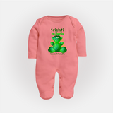My Ganesha is Eco-Friendly Sleep Suit / Full Sleeve Body Suit | Custom Baby Sleep Suit / Full Sleeve Body Suit for Eco-Conscious Ganesha Lovers - PEACH - New Born (Chest 7.5")