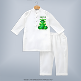 My Ganesha is Eco-Friendly Kurta Set | Custom Baby Kurta Set for Eco-Conscious Ganesha Lovers - WHITE - 3 - 6 Months Old (Chest 24", Kurta Length 14'', Waist 19", Pant Length 14")