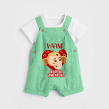 Ala Re Ala Ganesha Ala Dungaree Set | Personalized Baby Dungaree Set for Ganesha Festival - GREEN - 0 - 5 Months Old (Chest 18")