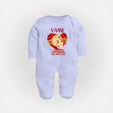 Ala Re Ala Ganesha Ala Sleep Suit / Full Sleeve Body Suit | Personalized Baby Sleep Suit / Full Sleeve Body Suit for Ganesha Festival - BABY BLUE - New Born (Chest 7.5")
