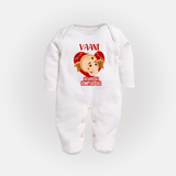 Ala Re Ala Ganesha Ala Sleep Suit / Full Sleeve Body Suit | Personalized Baby Sleep Suit / Full Sleeve Body Suit for Ganesha Festival - WHITE - New Born (Chest 7.5")