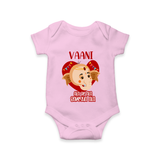 Ala Re Ala Ganesha Ala Romper | Personalized Baby Romper for Ganesha Festival - BABY PINK - New Born (Chest 14")