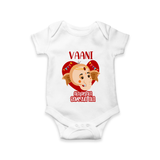 Ala Re Ala Ganesha Ala Romper | Personalized Baby Romper for Ganesha Festival - WHITE - New Born (Chest 14")