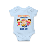 Ganapati Bappa Superstar Romper | Custom Baby Romper for Ganesha Celebration - BABY BLUE - New Born (Chest 14")