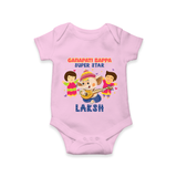Ganapati Bappa Superstar Romper | Custom Baby Romper for Ganesha Celebration - BABY PINK - New Born (Chest 14")
