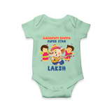 Ganapati Bappa Superstar Romper | Custom Baby Romper for Ganesha Celebration - MINT GREEN - New Born (Chest 14")