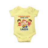 Ganapati Bappa Superstar Romper | Custom Baby Romper for Ganesha Celebration - PASTEL YELLOW - New Born (Chest 14")