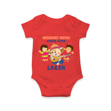 Ganapati Bappa Superstar Romper | Custom Baby Romper for Ganesha Celebration - RED - New Born (Chest 14")