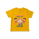 Ganapati Bappa Superstar T-Shirt | Custom Baby T-Shirt for Ganesha Celebration - CHROME YELLOW - 0-5 Months Old (Chest 17")