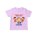 Ganapati Bappa Superstar T-Shirt | Custom Baby T-Shirt for Ganesha Celebration - LILAC - 0-5 Months Old (Chest 17")