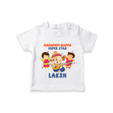 Ganapati Bappa Superstar T-Shirt | Custom Baby T-Shirt for Ganesha Celebration - WHITE - 0-5 Months Old (Chest 17")