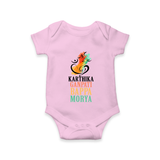 Ganapati Bappa Morya Romper | Personalized Baby Romper for Ganesha Devotees - BABY PINK - New Born (Chest 14")