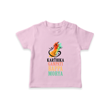 Ganapati Bappa Morya T-Shirt | Personalized Baby T-Shirt for Ganesha Devotees - BABY PINK - 0-5 Months Old (Chest 17")