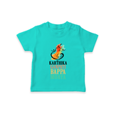 Ganapati Bappa Morya T-Shirt | Personalized Baby T-Shirt for Ganesha Devotees - TEAL - 0-5 Months Old (Chest 17")